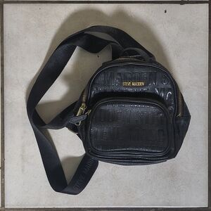 Steve Madden Black Mini Belt Bag with Gold Accents